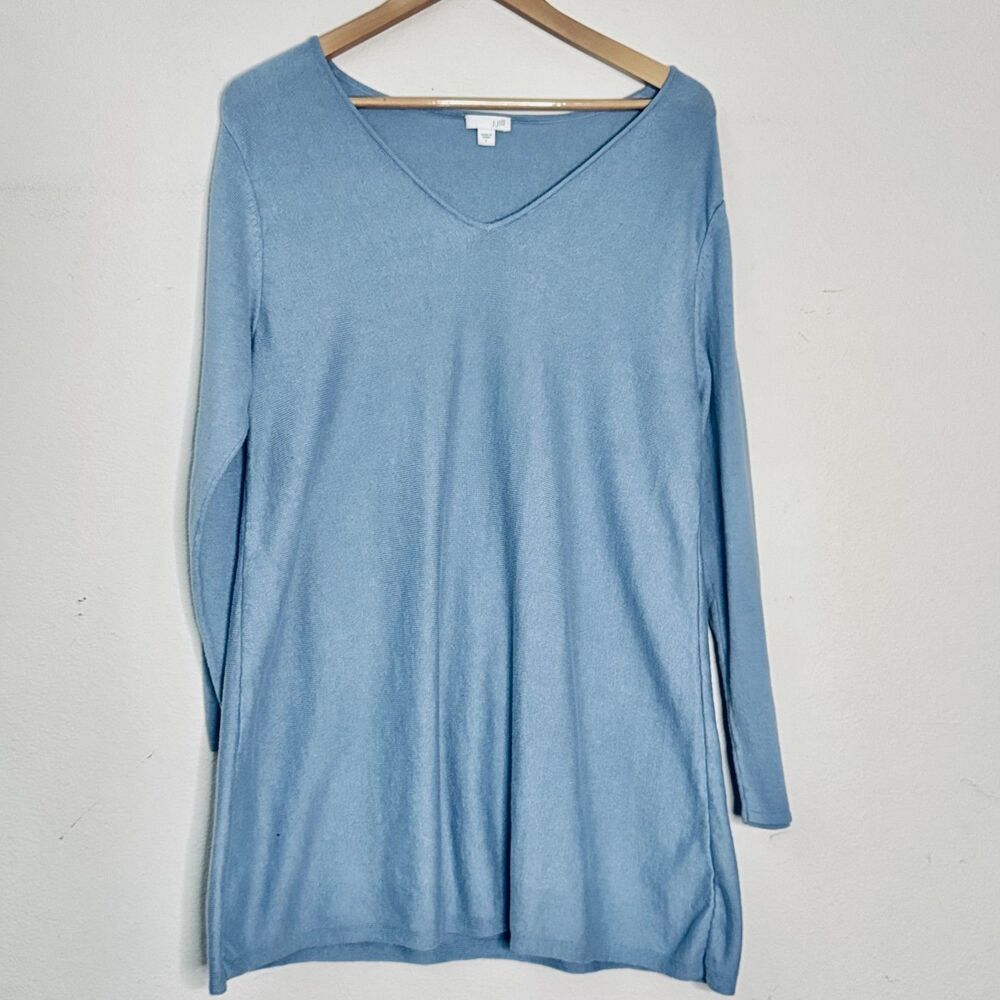 J Jill Light Blue V Neck Blue Women's Pullover Sweater Size Large Career/casual